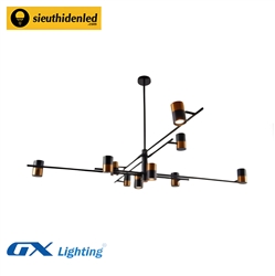 Đèn thả hiện đại đen nâu hình ống 10 tay GX Lighting GX4001