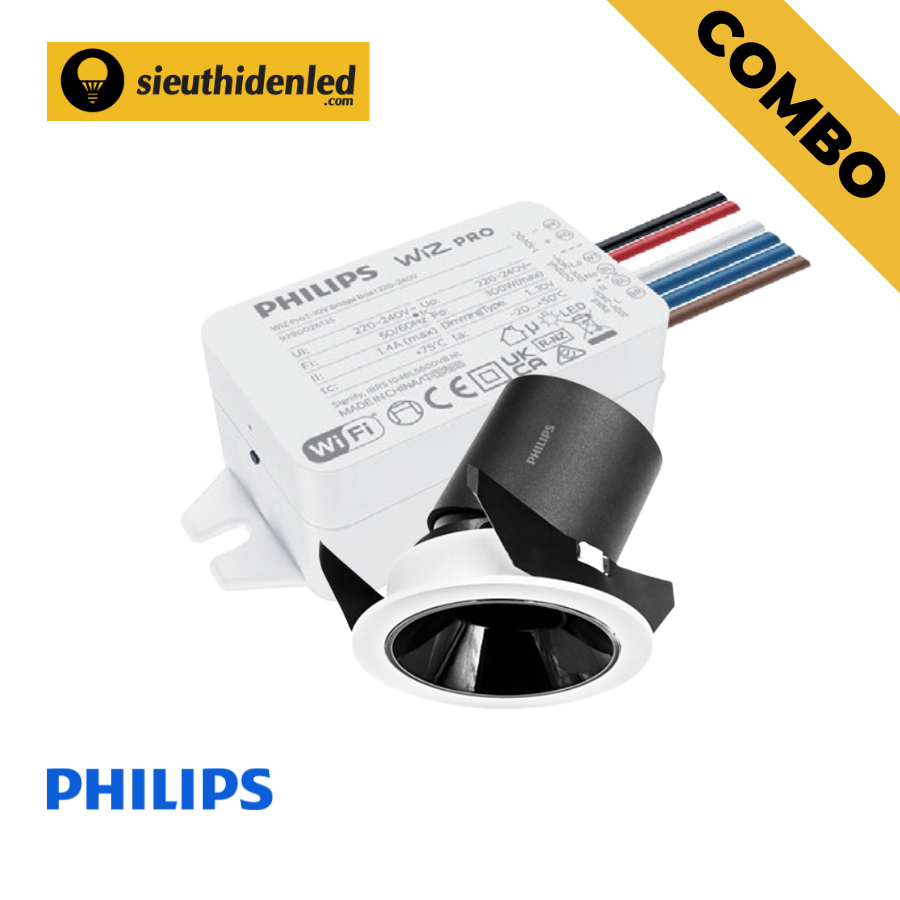 COMBO 10 Âm Trần Philips RS051 LED6 9W + 1 WiZ Pro 1-10V Bridge Box I 220-240V